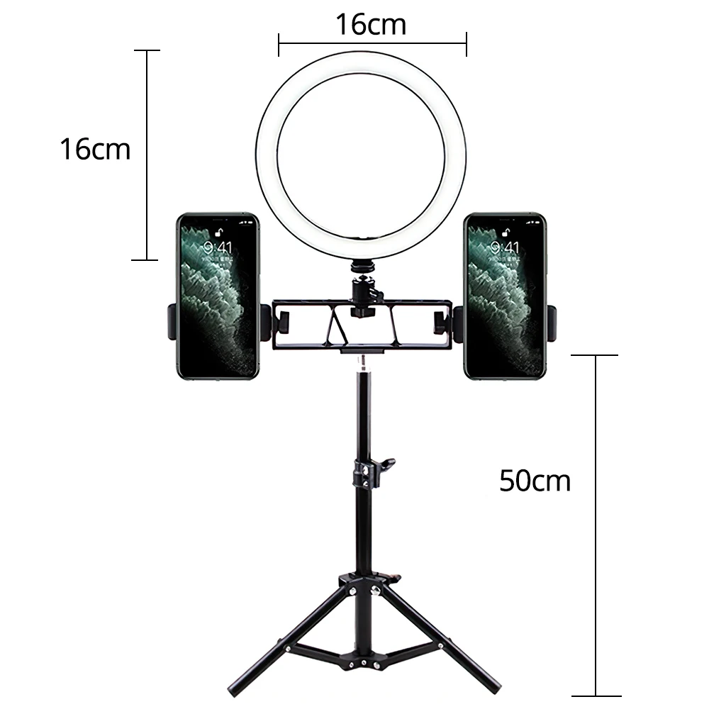 Кольцевой светильник для селфи 6 дюймов со штативом 50 см светодиодная кольцевая