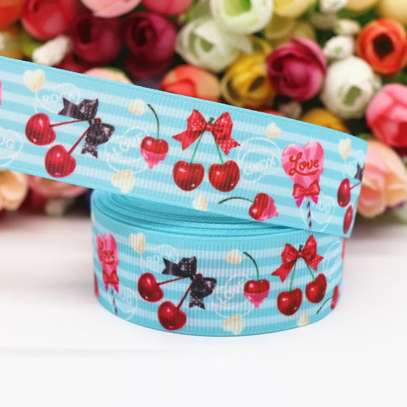 10 ярдов 1 'ཕ мм фрукты/торт Печать Grosgrain ленты для волос луки DIY материалы