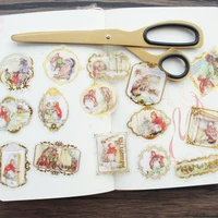 28pcs gold frame fairy tale little red riding hood style sticker scrapbooking diy gift packing label decoration tag