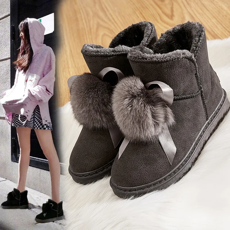 Новый 2020 ботильоны для женщин Женские ботинки Зимняя обувь Теплые черные круглый