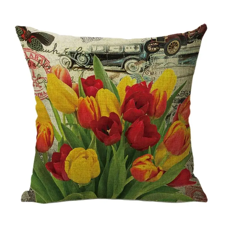Винтажные Цветы акварельные розы тюльпаны Лилия винтажный Чехол на подушку