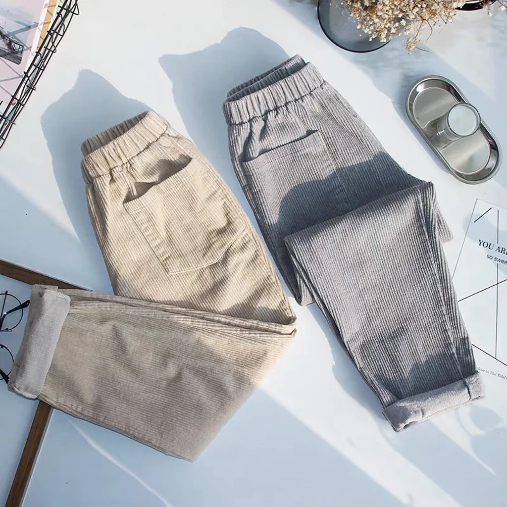 

Corduroy Straight Pants for Women Fashion Solid High Waist Casual Loose Pockets Trouser Harajuku Streetwear Pants S-2XL z1223