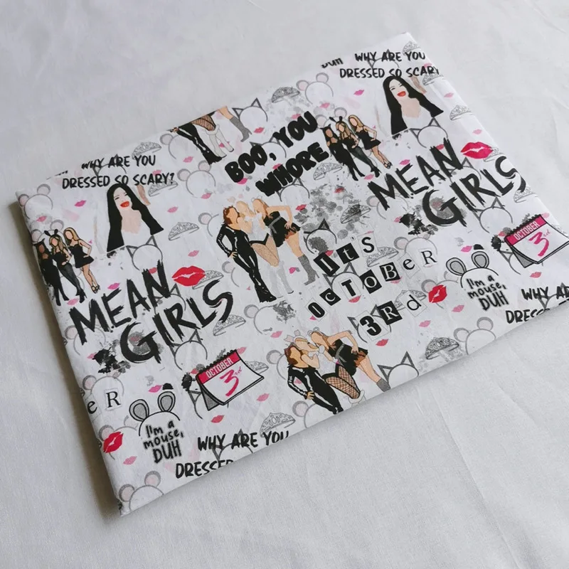 Женские туфли с принтом героями мультфильмов 100% хлопок ткань для одежды платье DIY