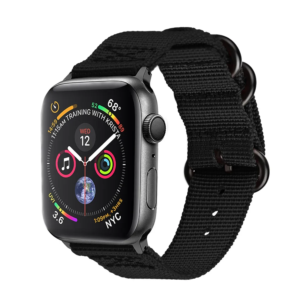 Лидер продаж нейлоновый ремешок для часов для Apple Watch Series 5 4 40 мм 44 мягкие спортивные нейлоновый браслет 38 мм/42 мм, ремешок для наручных часов iwatch 1/2/3