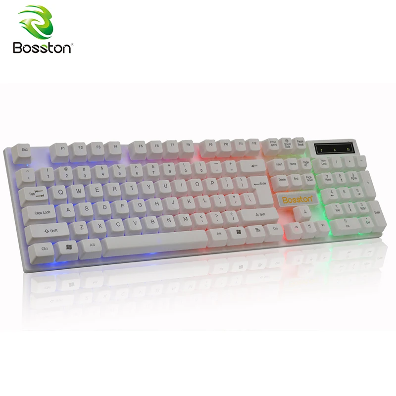 Bosston USB Проводная клавиатура, механические игровые клавиатуры, 104 английские клавиши, светодиодные брелки с подсветкой для ПК, ноутбука, рабочего стола