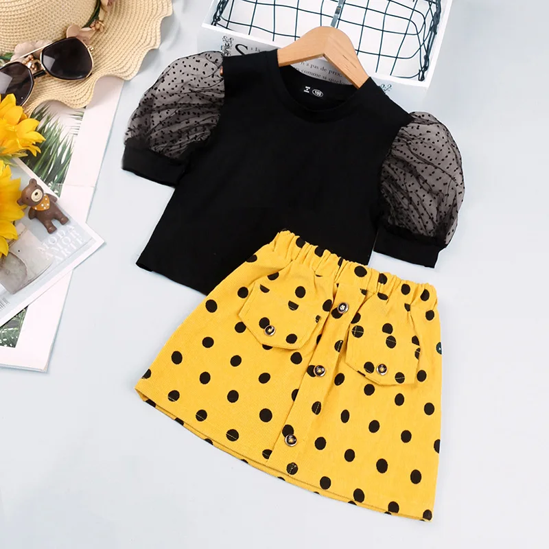 

2021 Summer Baby Clothes Kids Clothes For Girls T-shirt Skirt Children Clothing Sets Sports Suit Costume For 2 3 4 5 Years Old