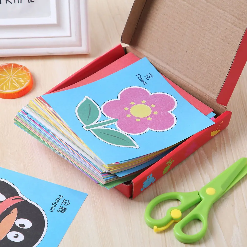 

Colored Origami Paper Handmade Folding Paper Rectangle Handcraft Double Sided Color Paper With Scissor