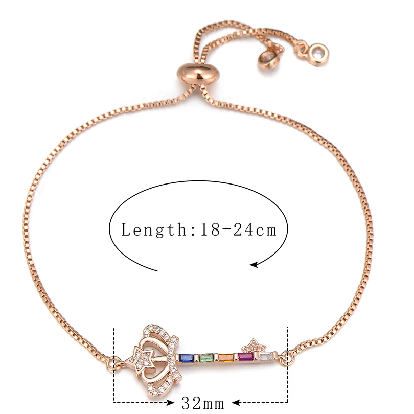 Женский браслет-брелок Pipitree с звездами и короной розовое золото цепочка-слайдер