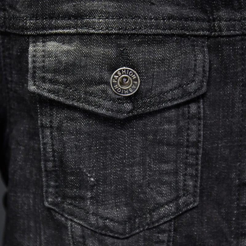 Куртка мужская джинсовая тактическая однотонная повседневная куртка пилота ВВС