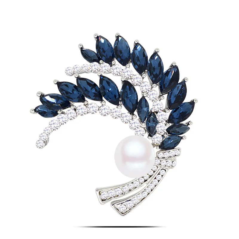 Мода жемчужный цветок пшеницы Брошь со стразами кристаллами женские