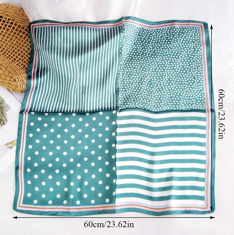 New Summer Neck Scarf Square Small Silk Satin Hair Scarfs Dot Print Shawls Wraps Skinny Scarves Handkerchief rings | Аксессуары для