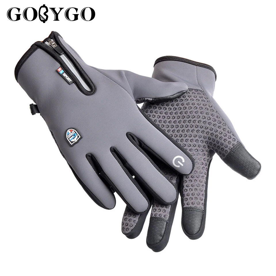 Мужские и женские бархатные лыжные перчатки GOBYGO водонепроницаемые уличные