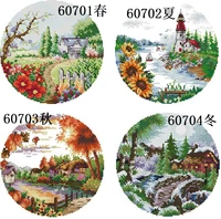 dome60701free shipping products from yarn canvas painting decorative pictures craft needlework fabric for sewing art scenery