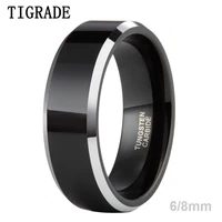 tigrade 6mm 8mm mens engagement ring wedding couple band jewelry black tungsten carbide ring high polished pierscionki