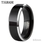 Tigrade 8 мм мужское Помолвочное, обручальное кольцо для пары ювелирные изделия черный твердосплавный кольцо серебряные края полированный пирсционки