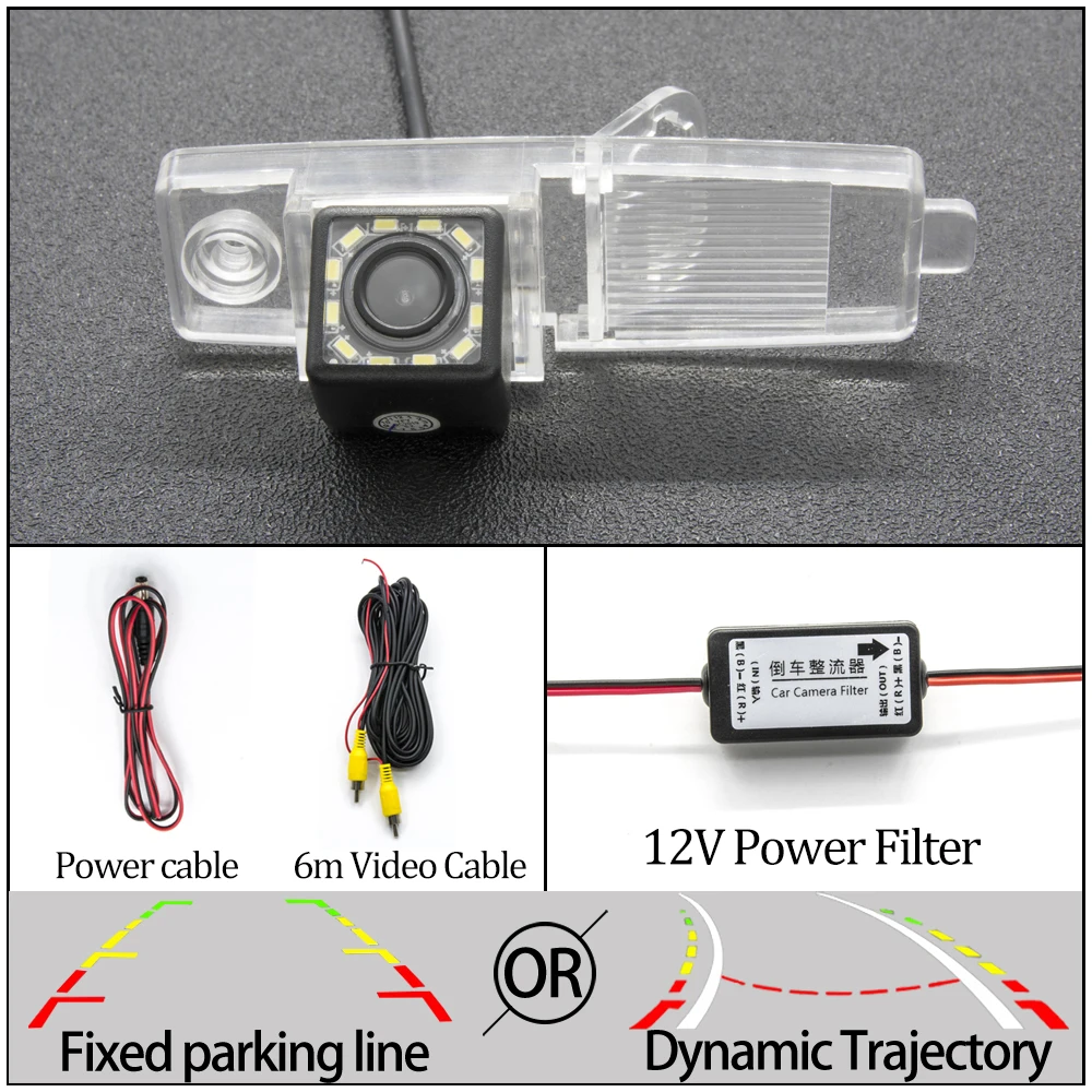 12LED Cam N Filter Фиксированная или динамическая траектория камера заднего вида для Toyota Highlander Kluger RAV4 RAV 4 2009 2010 2011 2012 Автостоянка аксессуары - Название цвета: 12LED Cam N Filter