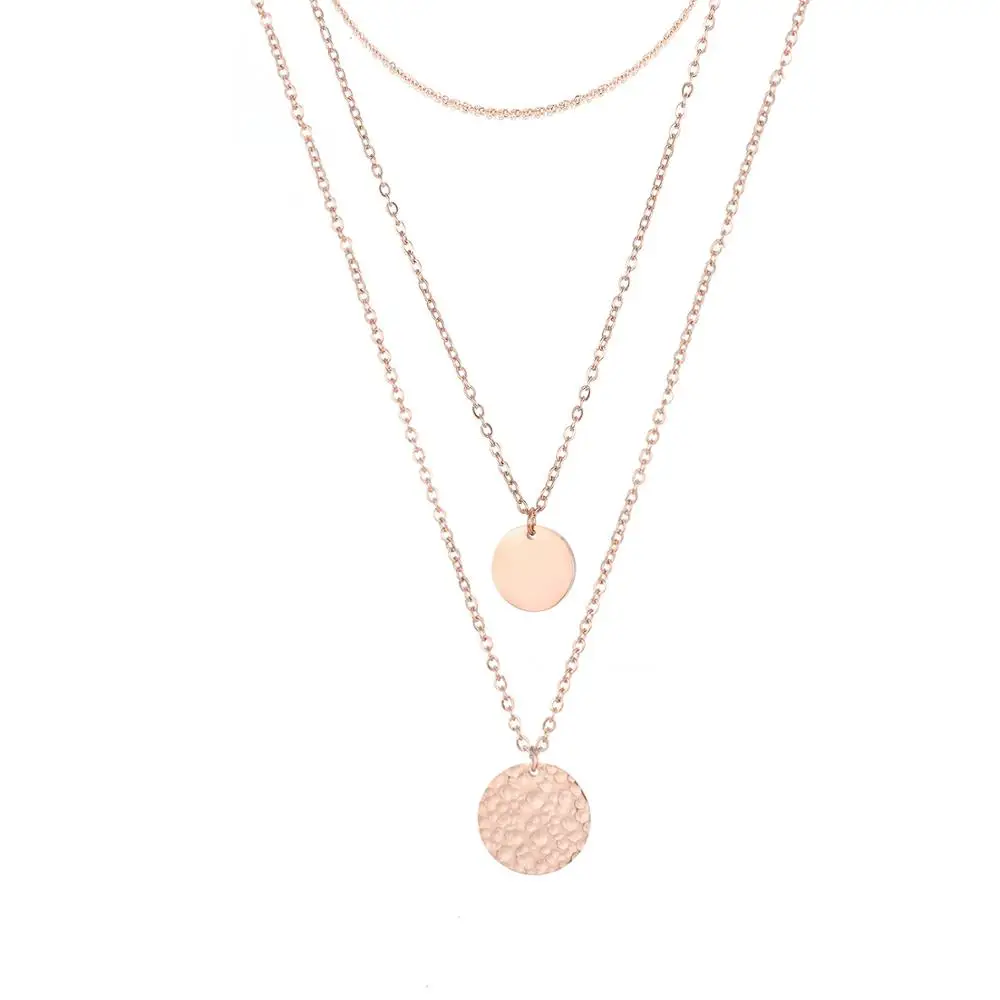 

Visunion Romantic Pattern Necklace Multi-layer Trendy Rose Gold Silver Color Necklace Jewelry for Women Best Engagement Gift New