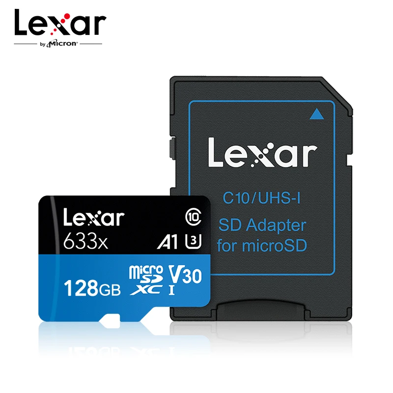 Lexar Micro SD карта 128 ГБ 633x256 Гб памяти 512 Высокая скорость до макс. 95 м/с 64 класс 10 TF 32