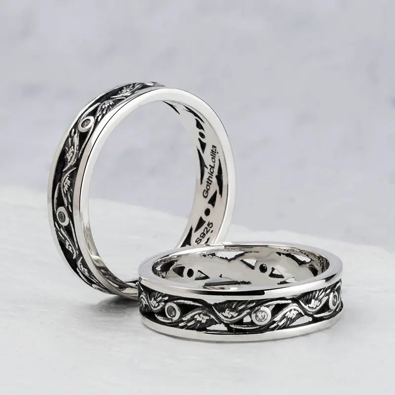 Мужские и женские кольца из серебра 925 пробы с перьями глаз Хора|Кольца| |
