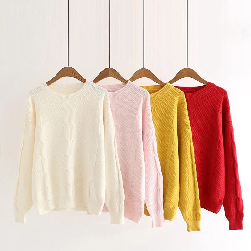 Модный простой осенне-зимний женский свитер для повседневной девочки свободный