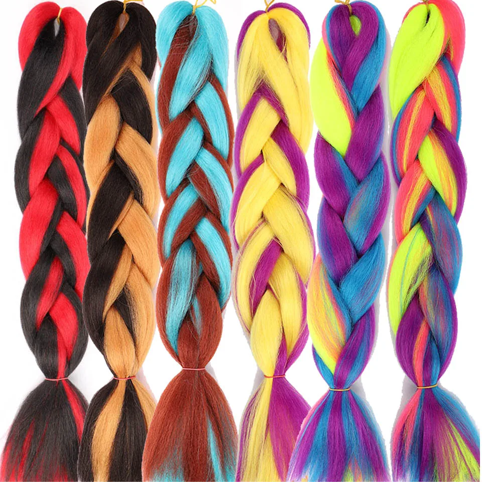 Buqi большие синтетические косы волосы 24 дюйм (ов) с эффектом деграде (переход от