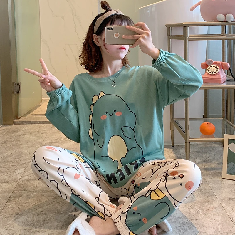 Пижама женская хлопковая с длинным рукавом популярный в Интернете милый