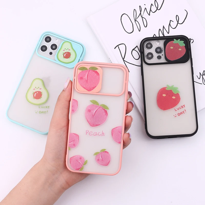 

Fruit Camera Lens Protection Phone Coque For iPhone 12 11 Pro Max Mini XS XR X 7 8P Matte Candy Color Smartphone Cover Case