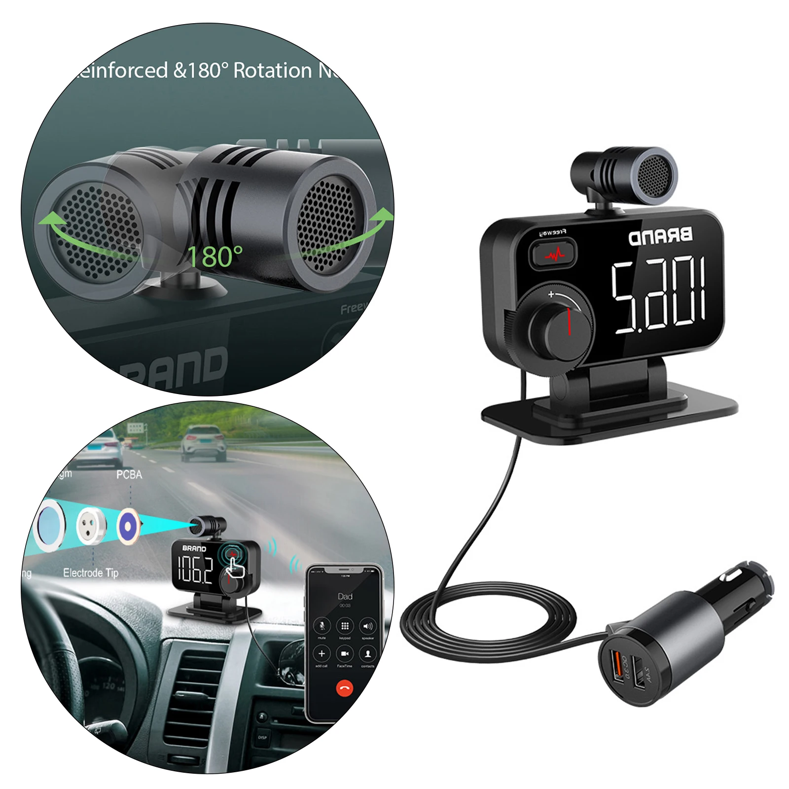 

Car FM transmitter Bluetooth 5.0 MP3 Player FM Transmitter Fast Charger Radio Adapter