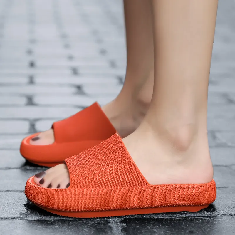 

Summer Thick Bottom Slides Women 2021 Non slip indoor Bathroom Home Shoes Couple Rubber Slippers Women Comfy Massage Slippers