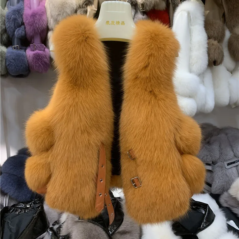 Женский жилет из натурального Лисьего меха зимний теплый женский без рукавов 2020