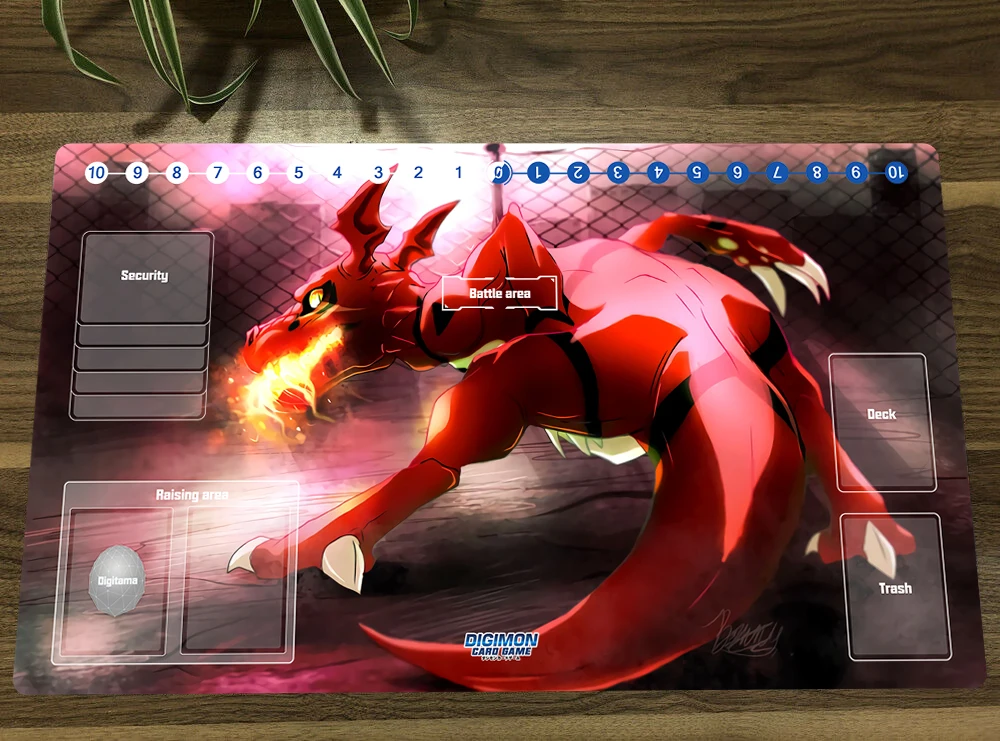 

Anime Digimon Duel Playmat Guilmon Trading Card Game Mat DTCG CCG Mat Mouse Desk Pad TCG Gaming Play Mat & Card Zones Free Bag