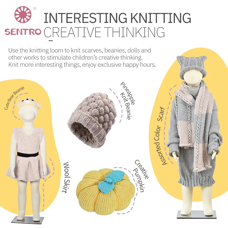 

DIY Children Winter Hand Knitting Machine Pink Cylinder Wool Knitting Hat Clothing Christmas Gift Interactive Handmade Toys