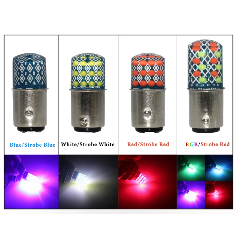 Светодиодная автомобильная лампа T20 7443 w21/5w p21/5w 1157 bay15d 24SMD RGB Стробоскоп