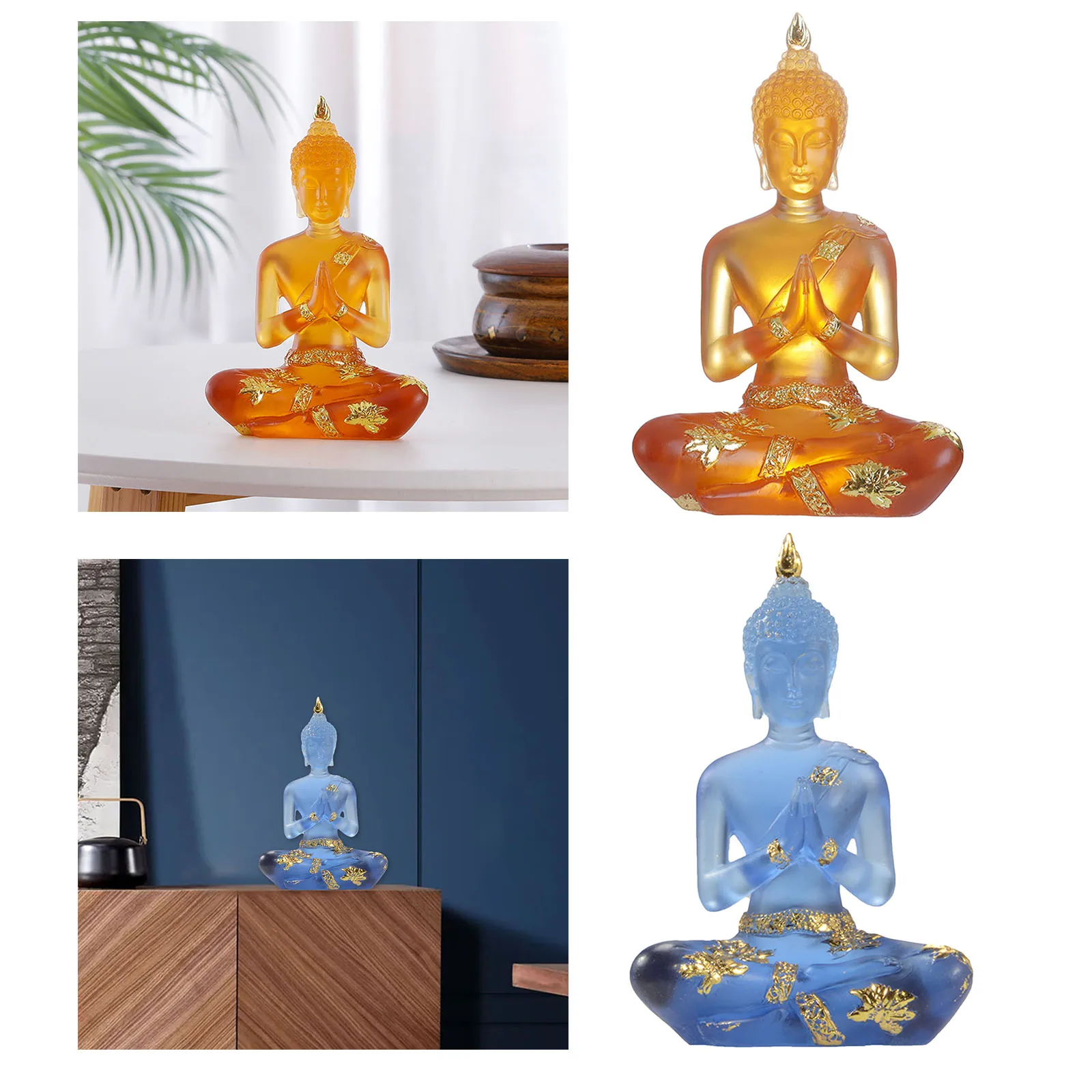 

Статуя Будды, искусственная скульптура из прозрачной смолы, ручная работа, буддизм, индуистская фигурка фэншуй, домашний декор для медитаци...