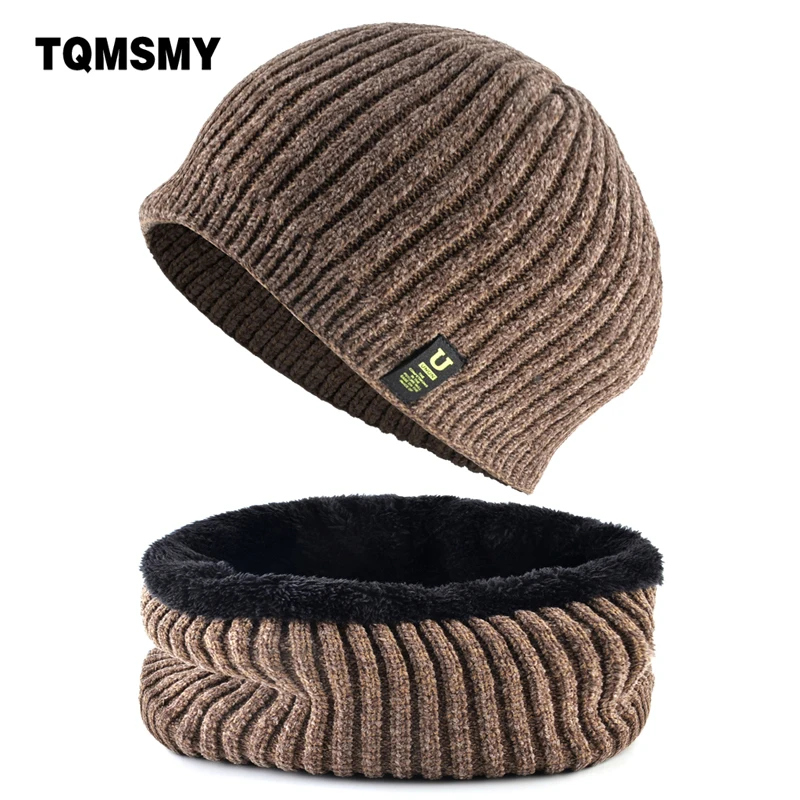 Зимние шапки для мужчин однотонные наборы шарф шапка вязаные шерстяные женская в