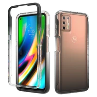 TPU PC Gradient Color Transparent Case For Motorola Moto Plus Play Power G30 Shockproof Armor Bumper Phone Cover Cases
