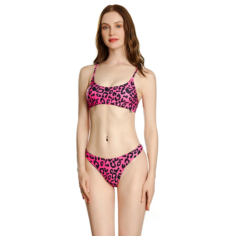

Summer Women Sexy Leopard Bra Set Push-Up Padded Swimwear Swimsuit Bathing Beachwear Hot-Selling String Bra Lingerie Sets