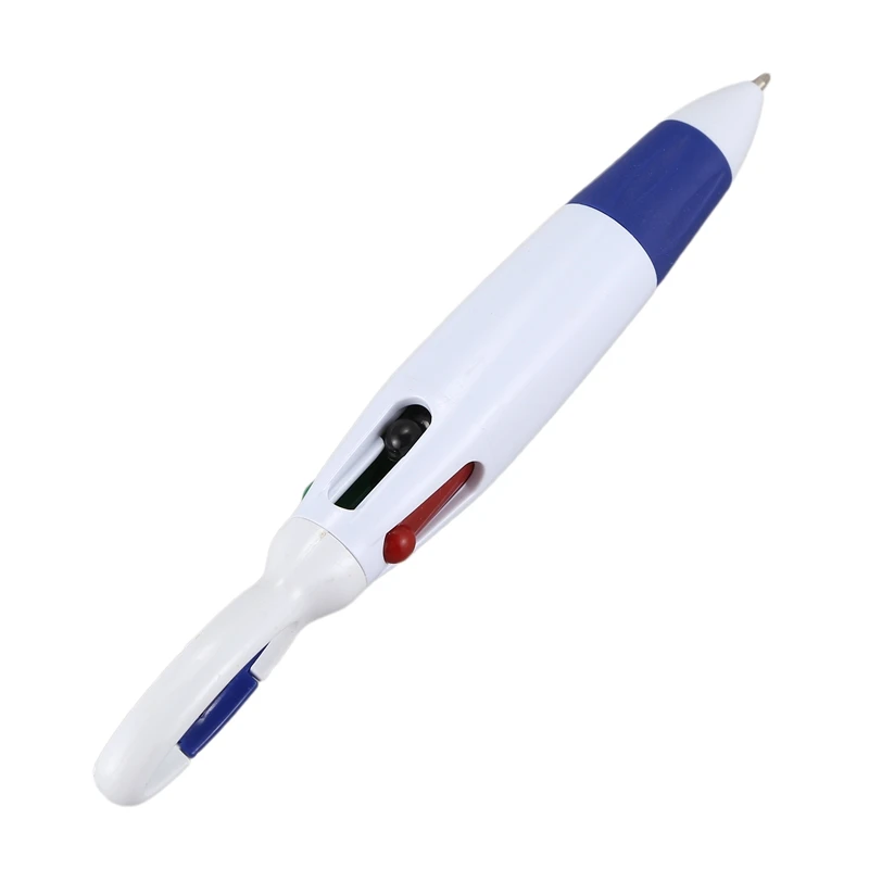 

White Blue Plastic Barrel Multicolor 4 in 1 Ballpoint Pen for Students
