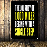 the journey of 1000 miles begins with a single step motivational workout posters exercise fitness banners wall art gym flags