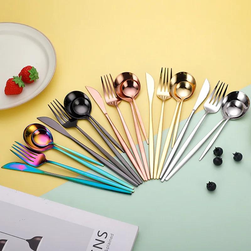 

Stainless Steel Portuguese Cutlery Set Western Tableware Steak Cutlery Set Fork Spoon