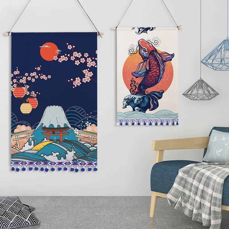 

Japanese Background Tapestry Traditional Bedroom Wall Hanging Folk Tapestry Vogue Design Tapiz De Pared Indie Room Decor EI50GT