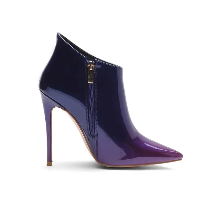 Классические фиолетовые ботильоны на молнии для женщин пикантные ботинки