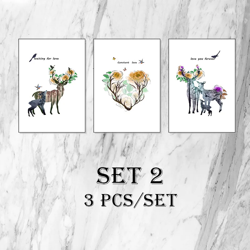

Wall Art Elk Nordic Decoration Home Vintage Posters And Prints Forest Canvas Painting Wall Pictures For Living Room Wall Decor