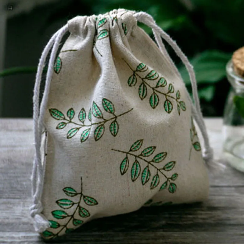 

Льняные мешочки на шнурке с принтом оливковых листьев, 8x10 см, 9x12 см, 10x15 см, упаковка из 50 мешков конфетного зеленого цвета, подарочные пакеты для макияжа и ювелирных изделий