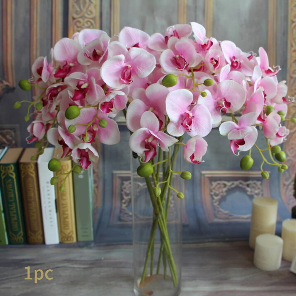 7head Hotel Artificial Butterfly Orchid Silk Flower Fake Table Garden Wedding Bedroom Party DIY Office Bouquet Home Decoration | Дом и сад