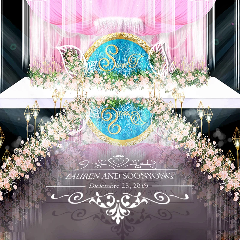 Наклейка на пол для свадьбы виниловая напольная наклейка с монограммой