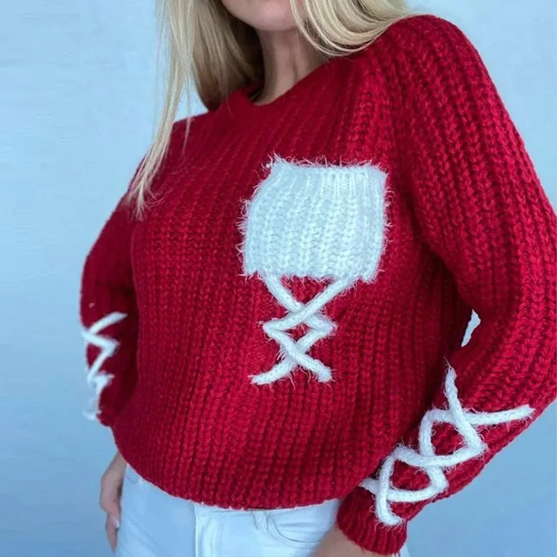 

Women Elegant Solid O Neck Knitted Sweaters Autumn Winter Long Sleeve Pockets Pullover Tops Streetwear Female Fit Warm Sweaters