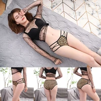 sexy leopard print lace hollowed out without trace lingerie ice silk hip lifting waist womens panties womens exclusive product
