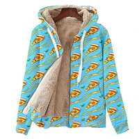 oversize fleece mens winter fast food pizza print jacket thermal womens 3d zip hoodies clothes velvet padded harajuku coat top