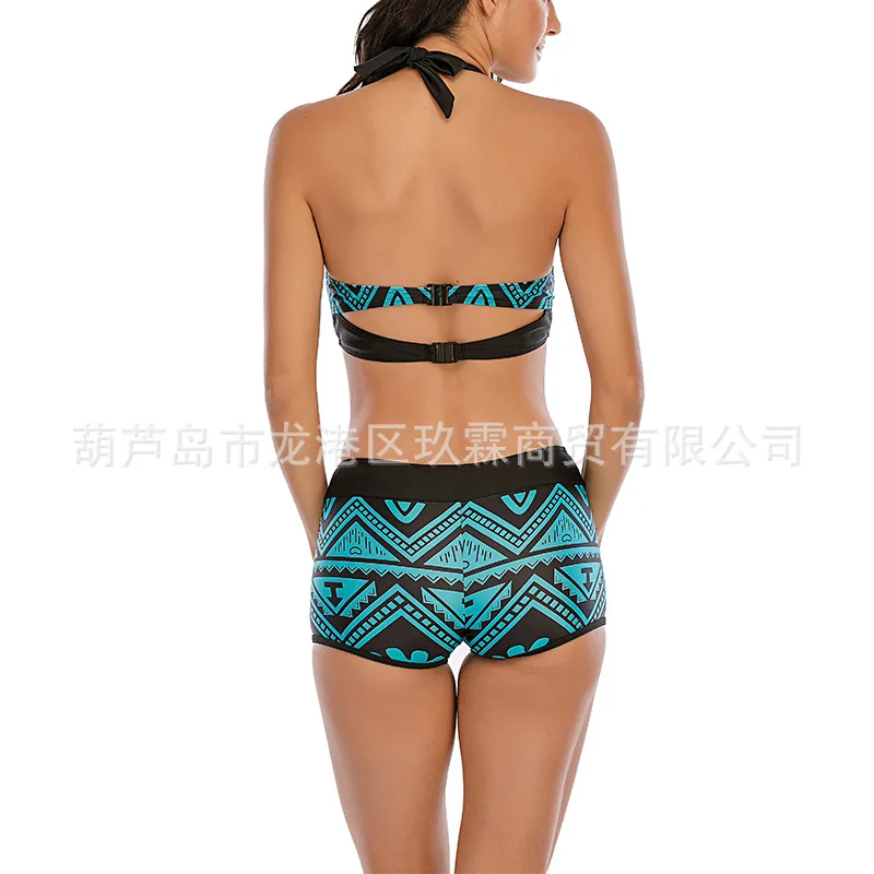 

8XL Plus Size Swimwear Blue Ethnic Printed Two-piece Bikini Swimsuit Swimwear Bathing Suit Women Swimming Suit Sexy Bikini set